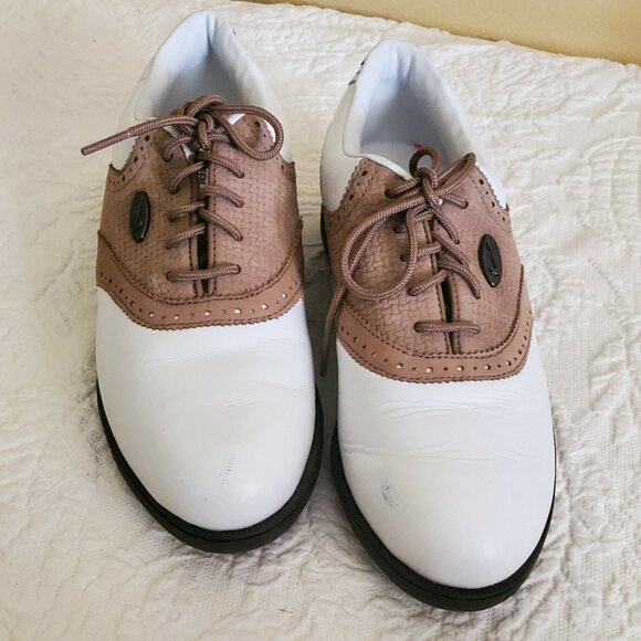 Women's Nike Air Lined Golf Leather Shoes Saddle Oxfords White Size 6M - Picture 5 of 10